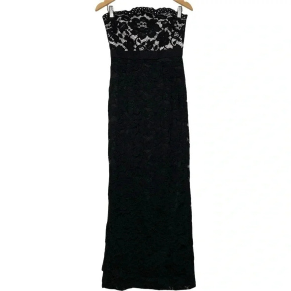 Aidan Mattox Black/White Strapless Lace Column Gown Size 2 - Picture 6 of 13